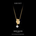 S925 Sterling Silver 22K Gold Plated Moissanite 05ct Snake Chain Necklace with Full Pavé Pendant-0-5