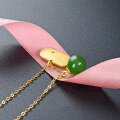 wholesale S925 sterling silver sand gold pendant with Hetian jade green jade pendant necklace, women's stylish and versatile luxury collarbone chain-0-2