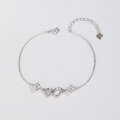 wholesale S925 Sterling Silver Korean and Japanese Style Elegant Double Heart Bracelet for Women with Interlocking Hearts and Zircon, Free Engraving-0-3