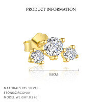 wholesale 925 Sterling Silver Chain Tassel Drop Earrings with Crystal Accents, Women's-E4924-Gold/Single 925 Silver