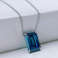 wholesale S925 Silver Women's Pendant Necklace with 10*14 Blue Gemstone Inlaid, Fashion Anniversary Engagement Live Streaming-0-2