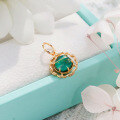 wholesale S925 silver plated with 14K gold, Japanese retro light luxury jewelry pendant featuring golden hair crystal and malachite-0-2