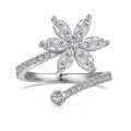 wholesale Metal S925 Sterling Silver Korean Light Luxury New Flower Design Women's Ring, Exquisite Floral Shape, Personalized Fashion, High-End Feel Heart Ring-0-4