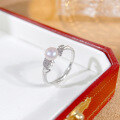 wholesale S925 Sterling Silver Adjustable Swan Freshwater Pearl Ring for Women, Elegant and Lightly Luxurious Pearl Ring to Gift Girlfriend-0-2