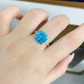wholesale 925 Sterling Silver 10X10mm 5ct Aquamarine Radiant Cut Ice Flower Cut Ring for Women-0-2