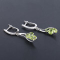 wholesale S925 Sterling Silver Natural Peridot Earrings with Fashionable Design, Set with Natural Gemstones-0-1
