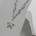 wholesale S925 sterling silver 009 Korean version ins niche design vintage distressed five-point star star chain textured necklace for women-0-1