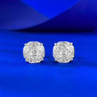 wholesale S925 Sterling Silver Classic 8*8mm Octagonal Stone Millennium Cut Stud Earrings for Women,Ins Style-E687 White Diamond &gt; 925 Silver