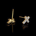 Sterling Silver Geometric Cross Moissanite Stud Earrings, Exquisite Craftsmanship for Export-0-2