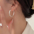 wholesale S925 Sterling Silver Carved Circle Earrings for Women, New Versatile and Elegant Hoop Earrings-0-4