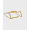 wholesale S925 sterling silver 523 Korean version ins niche design heavy work minimalist geometric square open ring for women-0-0