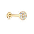 wholesale 14K Gold Flat Back Helix Ear Stud with Diamond Moon Flower-0-24