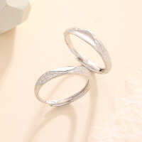 wholesale Metal Material: 925 Sterling Silver A pair of minimalist open-adjustment couple rings in Japanese and Korean style, lightweight luxury, suitable for engraving, an idealgift-Women's