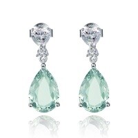 wholesale S925 Silver Inlaid Natural Amethyst and Green Crystal Earrings with a Light Luxury and Advanced Feel-Natural Green Amethyst Earrings 925 Silver