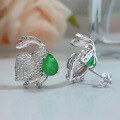 wholesale Silver new imitation emerald 6*8 bee earrings luxury micro-pave inlaid ins women's earrings-0-2