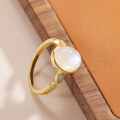wholesale S925 Sterling Silver Gold-Plated 32ct Gemstone Ring Women Unique Design Natural Moonstone Ring-0-2