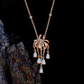 Sterling Silver Plated Rose Gold Vintage Chanel-style Firework Moissanite Fringe Necklace-0-1