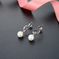 wholesale S925 Sterling Silver Women's Minimalist Ear Studs Korean Japanese Version Retro Long Pearl Earrings Slimming Elegant Earrings-0-1