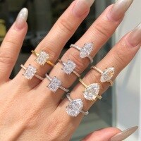 wholesale S925 Sterling Silver European and American Style Ring for Women, High-End Minimalist Geometric 8A Zircon Inlay Design Wedding Banquet Jewelry Wholesale-Platinum DY120871-SW-WH 8