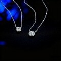 S925 Silver Moissanite Necklace, 1ct D Color Classic Bubble Pendant-0-1