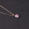 wholesale S925 sterling silver sunflower cultivated pink sapphire pendant 05ct-0-1