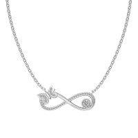 wholesale S925 Sterling Silver Light Luxury High-End Women's Necklace with Cross Bow Heart Möbius Pendant Choker-White gold DY190837-SW-WH 925 silver