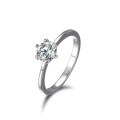 wholesale S925 Sterling Silver Women's Six-Prong Setting Zircon 1 Carat Solitaire Engagement Ring-0-4