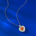 wholesale S925 Silver New 8*8mm Fanta Orange Iced Heart Cut Pendant, Live Streaming Hot Seller on Xiaohongshu-0-3