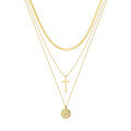 wholesale S925 Sterling Silver Cloud-Pull Jewelry Fashion Three-Layer Stackable Cross Pendant Choker Necklace Direct Factory Wholesale-0-0