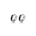 wholesale S925 silver black and white drip glaze ear clips Korean version minimalist and stylish small hoop earrings cartilage stud earrings E7020-0-4