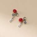 wholesale S925 Sterling Silver Vintage Berry Worry-Free Pendant Minimalist Versatile Enamel Strawberry Flower Pendant Y01325-0-0