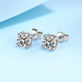 wholesale PT950 Plated S925 Pure Silver Four-Prong Moissanite Earrings for Women, Simulated Diamond Ear Jewelry-0-2