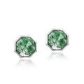 wholesale new fashion octagonal geometric malachite silver earrings, simple retro style 925 silver plated with 10K gold earrings wholesale-0-4