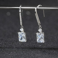 wholesale 925 Silver Cloud-Pull Jewelry New 8A Ultra-Sparkling Zircon Earrings Versatile and Elegant Women's Earrings Wholesale-Platinum, approximately 3.08g 925 silver