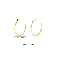 wholesale 925 Sterling Silver Cold Minimalist Style Vintage Summer Earrings,ins Circle Twistear Cuff For Women-E1724-Gold 925 Silver