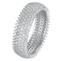 Platinum D Color Moissanite Full Pavé Tire Ring-Tire ring  5