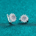 S925 Sterling Silver Moissanite Maple Leaf Design Earrings for Daily Wear-0-0