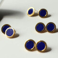 wholesale S925 Sterling Silver Gold-Plated Natural Royal Lapis Lazuli Large Round Stud Earrings, Circular and Minimalist-0-2