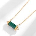 wholesale S925 sterling silver gold-plated minimalist geometric malachite and diamond-embedded necklace, fashionable and unique, available for dropshipping-0-3