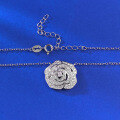 wholesale S925 silver new jewelry design camellia necklace for women, small and unique Chinese-style chic collarbone pendant, versatile accessory-0-3