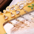 wholesale S925 silver Chinese-style folding fan earrings with long tassels, white shell, and pearl accents-0-2