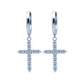 wholesale S925 Sterling Silver Cross Moissanite Earrings for Women, Classic Stud Earrings with Dense Inlaid Ear Clasp Drop Earrings with Silver Needles-0-4