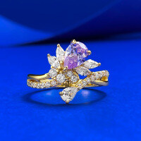 wholesale S925 silver new jewelry 5*7 purple scepter ring, bringing prosperity, niche fairy sweet style live broadcast-R1479 Purple Diamond Gold>No. 5
