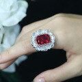 wholesale GRC Lab-Grown Ruby, High-Carbon Diamond, Gold-Plated 925 Silver Floral Ring with Rose Cut for Women-0-1