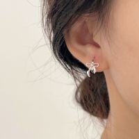 wholesale S925 Sterling Silver Bow Earrings for Women, New Collection, Korean-Japanese Style Light Luxury Minimalist Fashion, Cold Tone Trendy Ear Accessories-Sterling silver