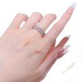 wholesale S925 Silver Zhuo Zhifan Jewelry New Double-Layer Lace Ring with Soft Lines and Diamond-Accentuated Design, Stackable Wedding Ring for Women-0-4
