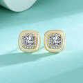 wholesale S925 Sterling Silver Princess Cut Moissanite Stud Earrings Minimalist Luxury Advanced Sense Sugar Cube Ear Jewelry Cross-Border Wholesale-0-0