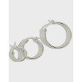 wholesale S925 Sterling Silver HEH368 Korean Style Ear Clasp Earrings, Minimalist Geometric Hollow Circle Hoop Earrings-0-0