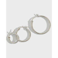 wholesale S925 Sterling Silver HEH368 Korean Style Ear Clasp Earrings, Minimalist Geometric Hollow Circle Hoop Earrings-13mm 925 silver