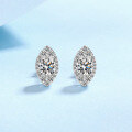 wholesale S925 Sterling Silver Ear Studs 1 Carat Oval Moissanite Simple and Fashionable Gift for Girlfriend Best Friend Wholesale in Stock-0-5